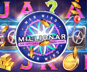 Logo des Spiels "Wer wird Millionär" mit Geldregen